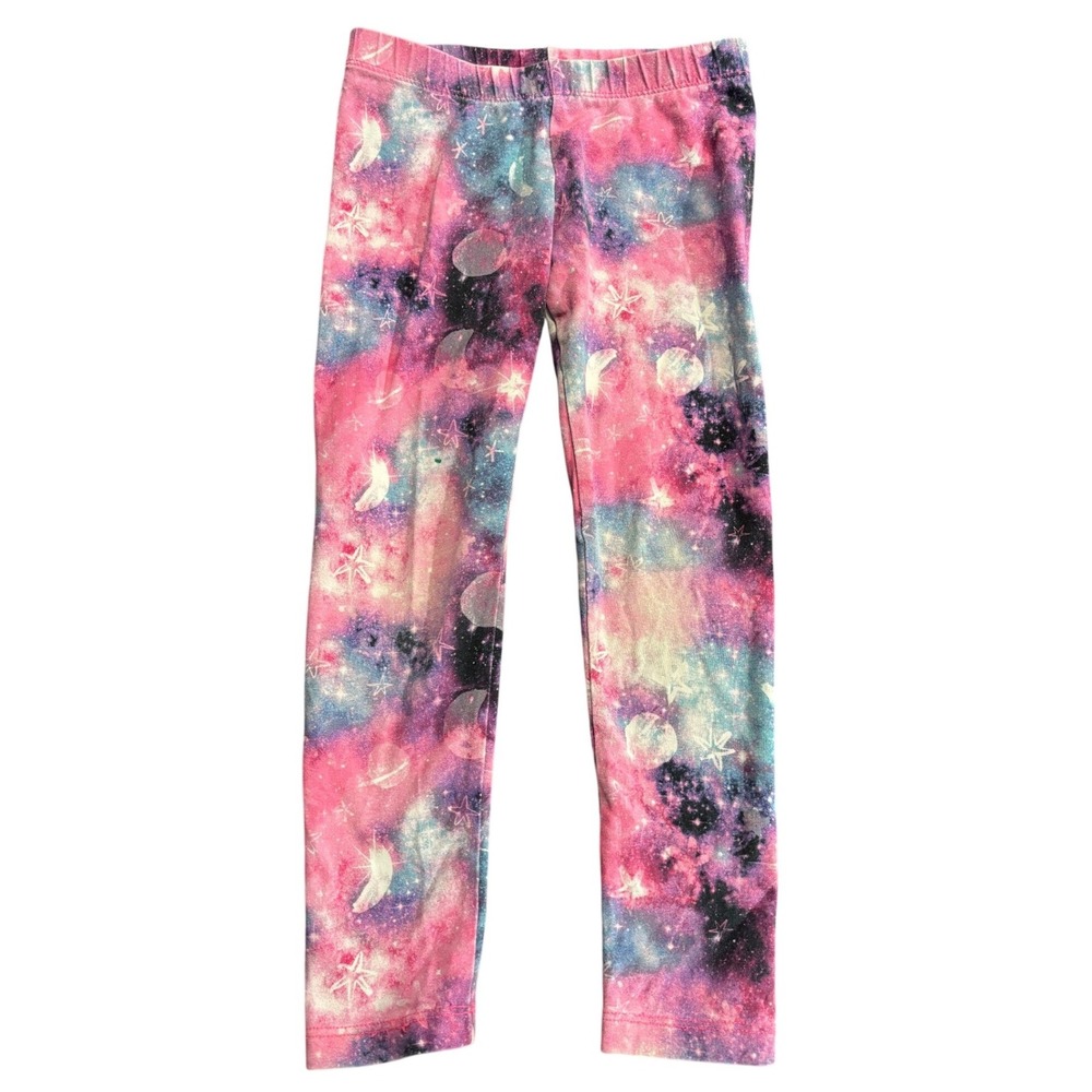 Cat & Jack Kids Celestial Galaxy Print Leggings Pink Purple Stars XS 4/5‎